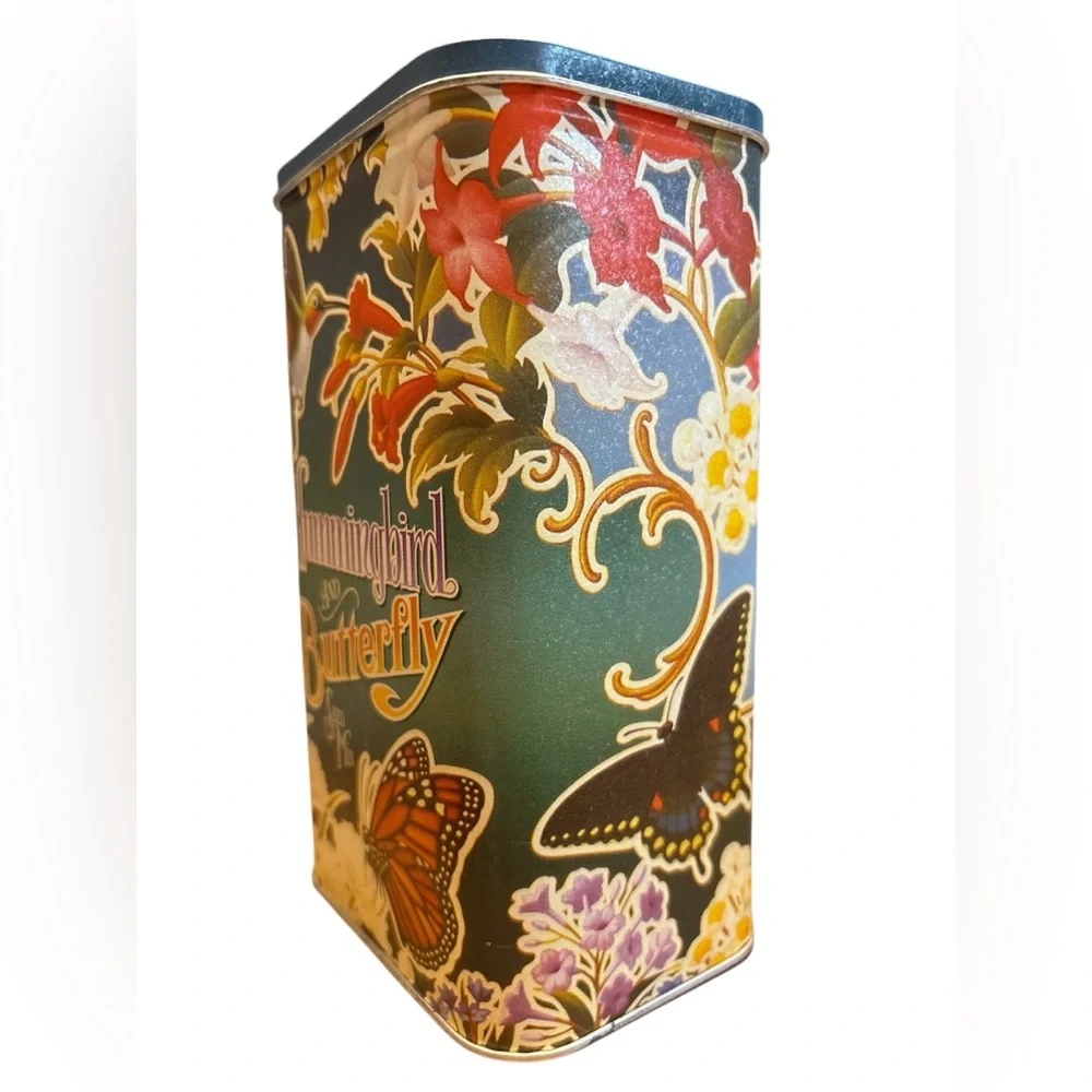 Vintage‎ Hummingbird and Butterfly Seed Mix Tin Container 6.75”x3”x4” EUC